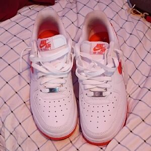 Nike Kids' White & Orange Air Force 1 Low Sneakers